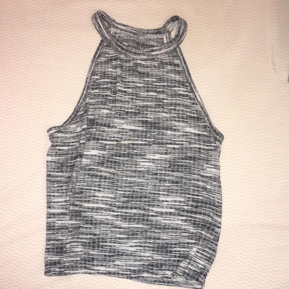 grey and white halter top